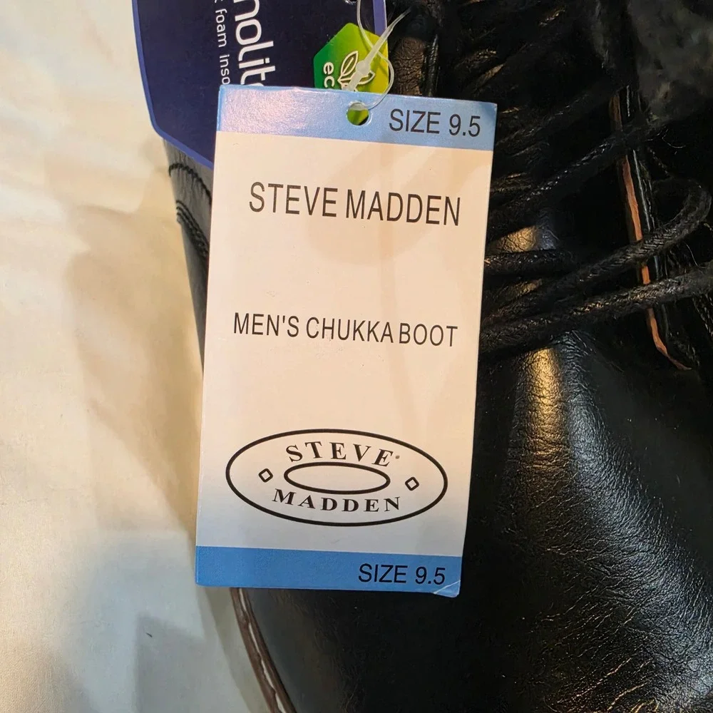 Steve Madden P-BOWERY Chukka Boot Mens 9.5 Black NEW Ortholite Side Zip Boots